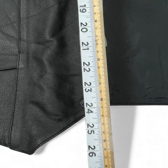 FMC Black Leather Snap Button Biker Motorcycle Vest Men's Large 46 - Picture 8 of 13